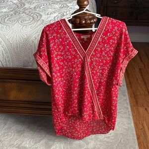 Max Studio Red Floral Blouse